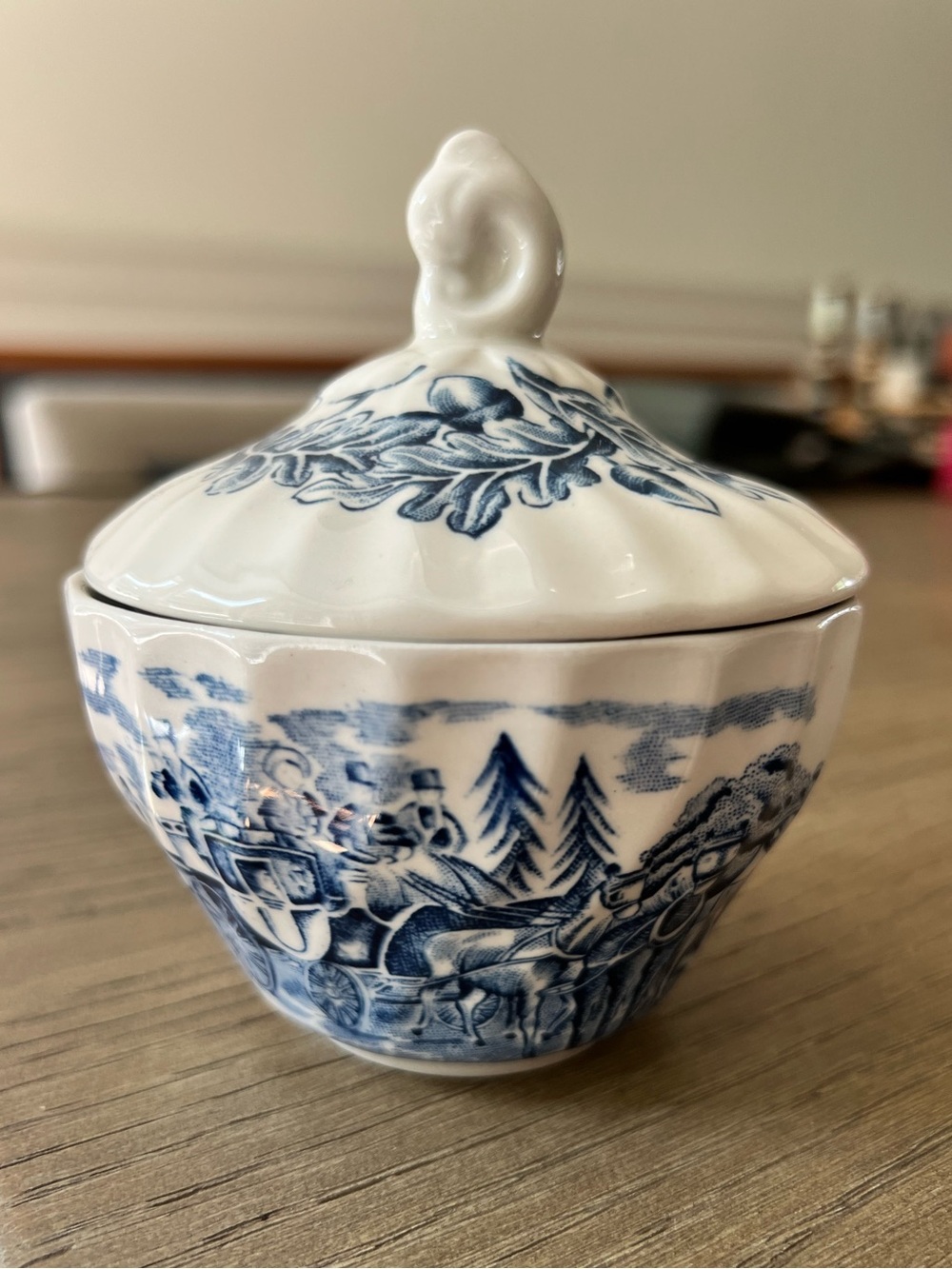 Earthware The Brooke Blue Sugar Bowl 0.2 L White Churchill England Porcelain